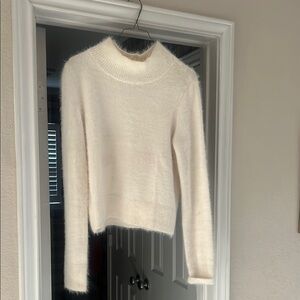 LOFT Cream Cowl Neck Sweater with Plush Texture